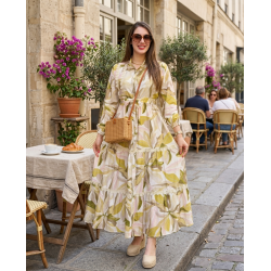 Robe longue femme imprimé floral — robe fluide, ceinture nouée, style élégant et confortable