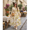 Robe longue femme imprimé floral — robe fluide, ceinture nouée, style élégant et confortable