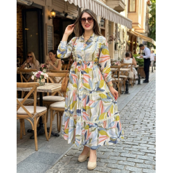Robe longue femme imprimé floral — robe fluide, ceinture nouée, style élégant et confortable
