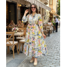 Robe longue femme imprimé floral — robe fluide, ceinture nouée, style élégant et confortable