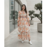 Robe Longue Fleurie Femme Chic – Manches Longues, Ceinture cuire à la Taille & Style Élégant Été
