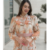 Robe Longue Fleurie Femme Chic – Manches Longues, Ceinture cuire à la Taille & Style Élégant Été