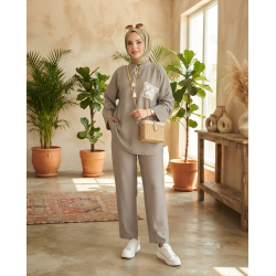 Ensemble Set Femme 2 Pièces Kamraya avec poche crochet – Tunique Ample & Pantalon Fluide Élégant