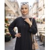 Robe Femme Longue à Rayures Fines – Robe Modeste Élégante avec Manches Longues