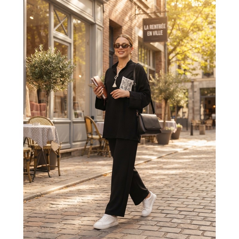 Ensemble Set Femme 2 Pièces Kamraya avec poche crochet – Tunique Ample & Pantalon Fluide Élégant