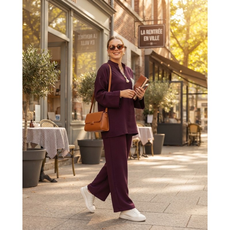 Ensemble Set Femme 2 Pièces Kamraya avec poche crochet – Tunique Ample & Pantalon Fluide Élégant