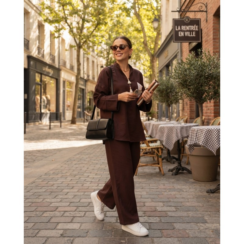 Ensemble Set Femme 2 Pièces Kamraya avec poche crochet – Tunique Ample & Pantalon Fluide Élégant