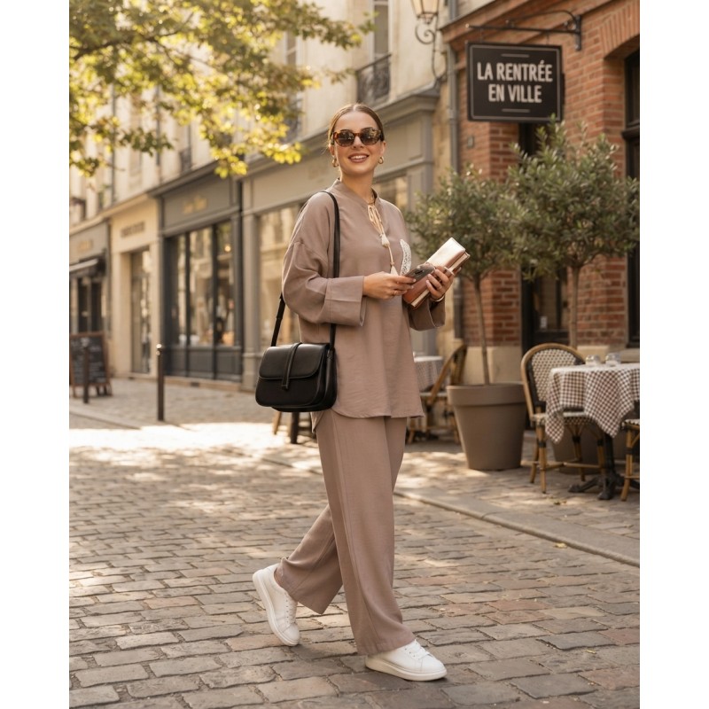 Ensemble Set Femme 2 Pièces Kamraya avec poche crochet – Tunique Ample & Pantalon Fluide Élégant