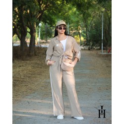Ensemble Femme Sport Chic – Chemise Boutonnée et Pantalon Large