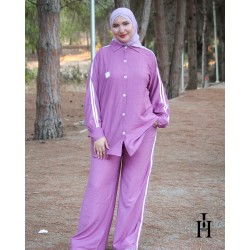 Ensemble Femme Sport Chic – Chemise Boutonnée et Pantalon Large
