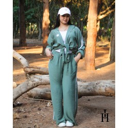 Ensemble Femme Sport Chic – Chemise Boutonnée et Pantalon Large