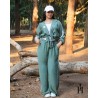 Ensemble Femme Sport Chic – Chemise Boutonnée et Pantalon Large