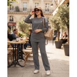 Jogging Femme 2 Pièces avec bandes blanc – Confort & Style Sport Chic | PerlaMode