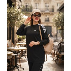 Jogging Femme 2 Pièces avec bandes blanc – Confort & Style Sport Chic | PerlaMode