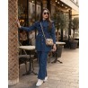 Ensemble Femme en Jean Chic avec Chemise à Volants et Pantalon