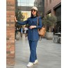 Ensemble Femme en Jean Chic avec Chemise à Volants et Pantalon