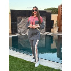 Jogging Femme 2 Pièces à Bandes Contrastantes – Ensemble Chic Zippé