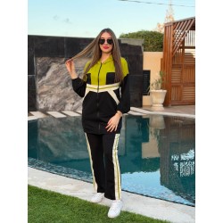 Jogging Femme 2 Pièces à Bandes Contrastantes – Ensemble Chic Zippé