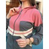 Jogging Femme 2 Pièces à Bandes Contrastantes – Ensemble Chic Zippé